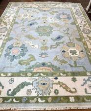 Tappeto Oushak verde blu