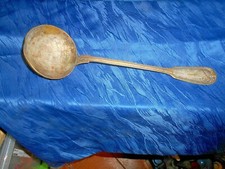 ANTICO MESTOLO IN OTTONE in parte PLACCATO ARG.