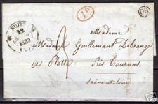 Francia 1839 lettera piegata NUIT su TOURNUS per TRAMA