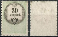 LOMBARDO VENETO 1854 MARCA DA BOLLO c. 30 CALCOGRAFICO NUOVO SENZA GOMMA SASS. 8