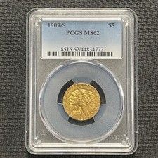 1909-S $5 PCGS MS62 testa di
