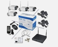 KIT VIDEOSORVEGLIANZA WIRELESS FULL HD 4 TELECAMERE WIFI REMOTO IP 5G DVR NVR