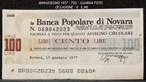 1977 mini assegno banca - assegno,