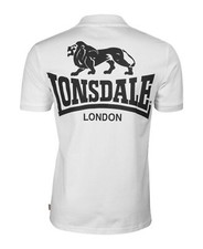 Polo Lonsdale ACTON 100% cotone piqué logo posteriore bianco slim fit XS-S