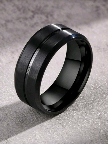 Anello fascia nero - anello, ss