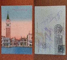 Venezia campanile di san marco con la torre dell'orologio viaggiata 1923