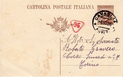 Cartolina postale 1926 - cartolina, annullo