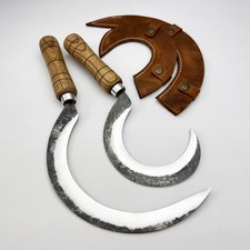 Falci da Giardino Forgiate a Mano con Guaina - Acciaio 52100, Manici in Frassino, Piccole e Grandi