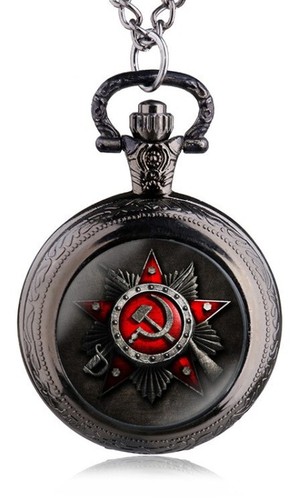 Emblem black pocket watch - black, mens