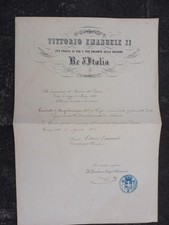 DIPLOMA RISORGIMENTO NOMINA COLONNELLO GUARDIA NAZIONALE NOVARA 1864 VEII