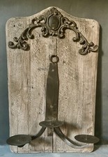 Portacandele da muro / Portacandele da parete con fregio in ferro / Quadro Legno