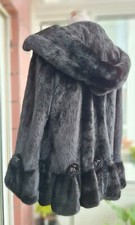 Cappotto pelliccia visone visone originale НОРКА con cappuccio, colore nero./311/