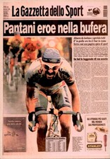 Cartolina La Gazzetta dello Sport ciclismo Pantani