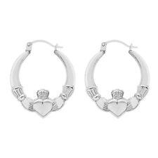 NUOVI ORECCHINI CLADDAGH ARGENTO STERLING 925 23mm - SCATOLATI