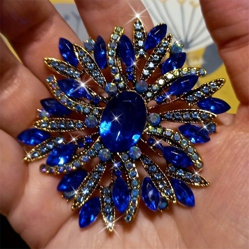Spilla grande scintillante - , blu