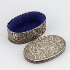 Cofanetto box portagioie vintage in metallo interno velluto blu