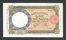 Italy Lire 50 BB +/q SPL LUPA CAPITOLINA Decr. 29-04-1940 !!!