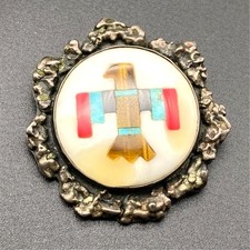 Ciondolo spilla argento sterling tuono turchese Alberto Contreras vintage