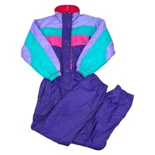 Tuta da sci vintage Brugi pezzo unico anni 90 retrò colorblock viola neve donna media