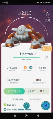 Pokémon heatran catturato - heatran, go