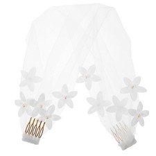  Velo corto con fiori di perle