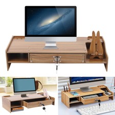 Wood Monitor Riser with Drawer
