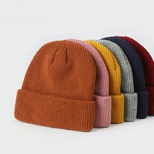 Donna Termico Maglia Calotta Solid-Color Brimless Berretto Strada Hip Hop