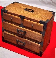 Cassettiera piccola Showa vintage in legno di cedro naturale mini tansu 22x12x18 cm JP
