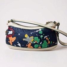 Dooney & Bourke Vintage Denim Splatter Vernice Mini Barrel Bag Y2K Soho Borsa a mano 