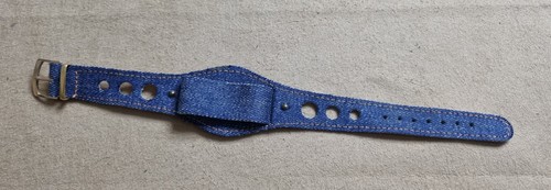 Vintage blue denim and leather