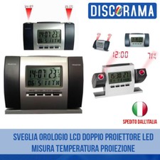 SVEGLIA OROLOGIO LCD DOPPIO PROIETTORE LED MISURA TEMPERATURA PROIEZIONE