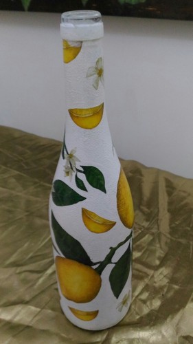 Bottiglia decoupage limoni - bottiglia, 1