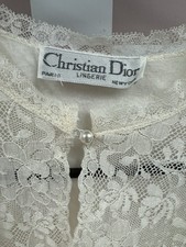 Camicia da notte vintage Christian Dior avorio manica lunga seta e pizzo