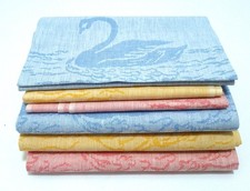 SET MISTO LINO ASCIUGAMANO VISO PIU’ OSPITE CON CIGNO LAVORATO JACQUARD