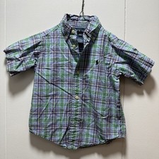 Polo Ralph Lauren ragazzo camicia abbottonata taglia 2 2T quadri manica corta colorata
