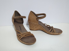 Teva Riviera Brown Leather Strappy Wedge Ankle Strap Sandals Shoe size 7