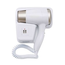 Asciugacapelli da Parete 3500W 2 Porte USB Phon Bianco Bagno Hotel Bnb Albergo