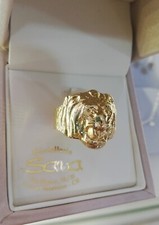 Anello uomo testa leone in oro