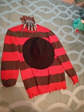 NIGHTMARE ON ELM STREET FREDDY KRUEGER COSTUME  CUSTOM SHIRT HAT GLOVE Adult M