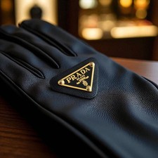 Patch Prada cuir métal Noir/Or