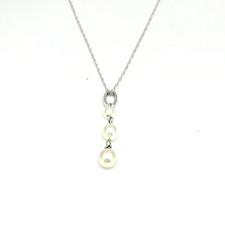 Collana Donna Oro Bianco 18 KT Ciondolo n. 3 Perle Coltivate _CL023