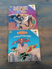 2 LIBRI BAMBINI BATMAN TWO FACES SUPER HEROES ATTACK ROBOT CON TATTOO GOLDEN-Q38