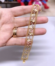 Bracciale Largo 16mm Fascetta pl. oro Giallo 18k con cristalli Zirconi  B32