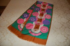 Trevira, Sciarpa donna, Fantasia geometrica, Vintage 70, poliestere, 28cmx140cm