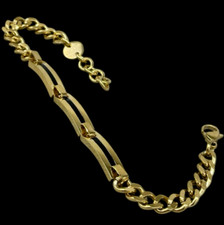 BRACCIALE UOMO FIRMATO SAGAPO NERO E ORO IN ACCIAIO INOSSIDABILE CATENA BLOCCHI.