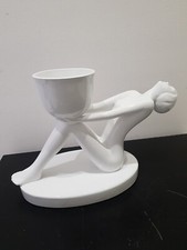 Statua Scultura In Ceramica Bianca Donna Con Vaso Art Decò No Ronzan Lenci 