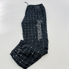 Pantaloni da pista Supreme LACOSTE griglia riflettente nylon taglia large nero 2018SS