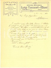 1920 CAGLI (PU) Officina Meccanica Luigi TOCCACELI-BLASI - Lettera commerciale