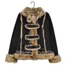 Cappotto giacca pelliccia sintetica donna ricamato Desigual Designer taglia 38