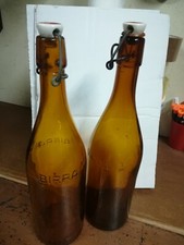 LOTTO DI DUE BOTTIGLIE AMBRATE VINTAGE BIRRA CON TAPPO  MECCANICO